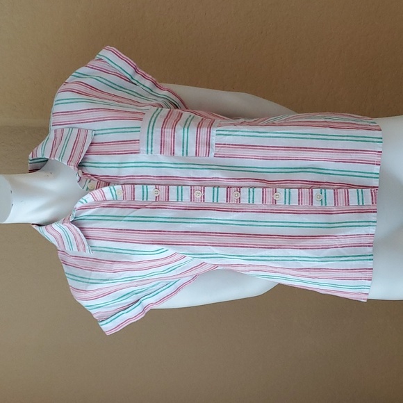 STYLE & CO Striped 100% Cotton Button Down Collared Top SIZE: PETITE LARGE - Picture 2 of 12